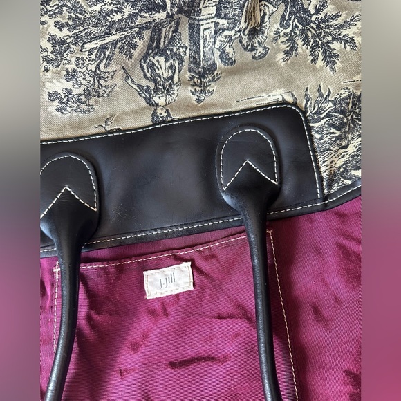 J. Jill French Toile Fabric with Leather Trim Tote - Picture 7 of 9